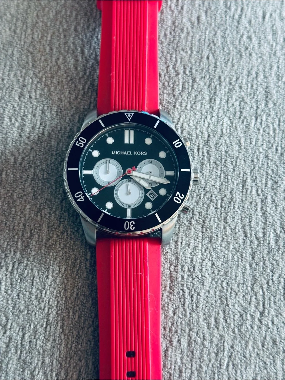 Michael Kors Cunningham Chronograph Red Silicone Watch 44mm